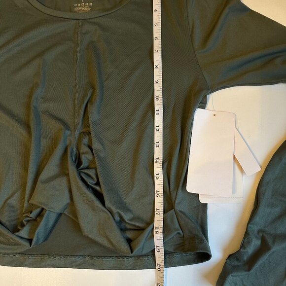 NWT X By Gottex Peach Skin Collection Long Sleeve Crop Top in Cactus Green - Picture 5 of 8